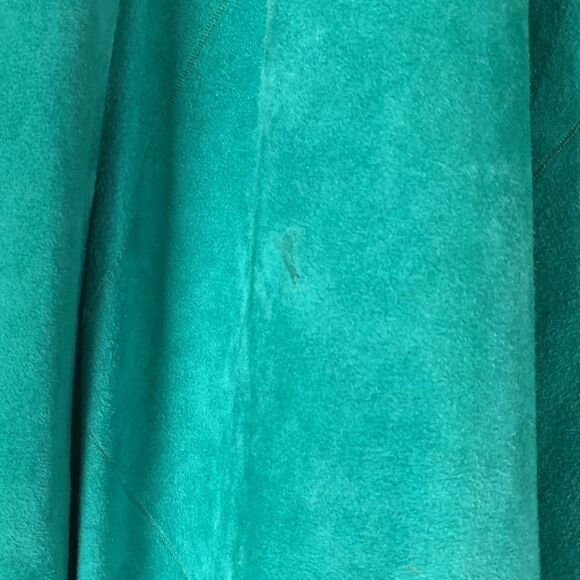 GRUNSTEIN COUTURE Finland suede leather skirt size L XL green maxi luxury - Picture 9 of 13